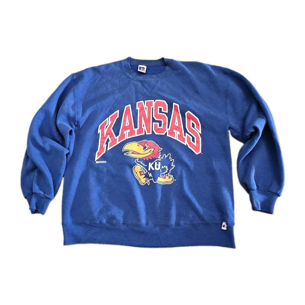 Vintage Russell Kansas KU Jayhawks Crewneck Sweatshirt Size Large USA Made